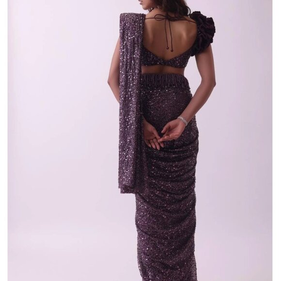 Elegant Purple Sequin Wedding Dress - Picture 1 of 6